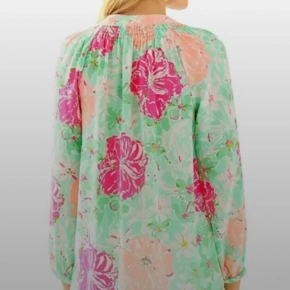 Lilly Pulitzer Elsa Blouse in Poolside Blue Beach Walk Size Small - Picture 3 of 9